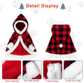 Christmas Cat Dog Costume Red Black Buffalo Plaid Pet Santa Cape with Xmas Hat Cat Collars with Bell and Bowtie Cat Cloak Pet Costume for Party Cosplay Christmas Pet Dress up (Medium)