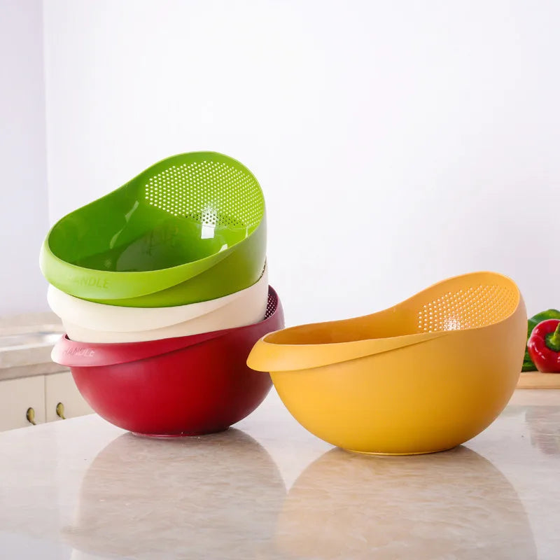 Plastic Rice Sieve Colander with Handles