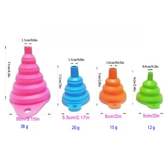 4-Pack Foldable Silicone Kitchen Funnels