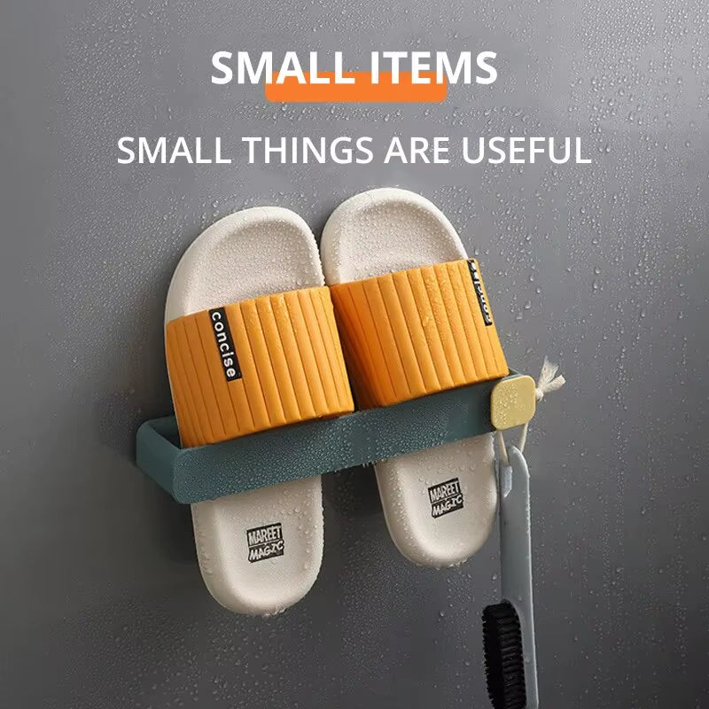 1 Pc Wall Mounted Shoes Rack Space Saving Slippers Storage Holder Folding Bathroom Towel Rack Bathroom Accessories